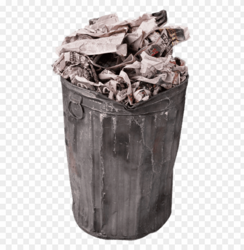 garbage can full of paper Transparent PNG Isolated Artwork