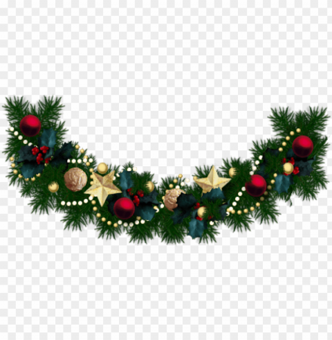 garland christmas green Transparent PNG Isolated Element with Clarity