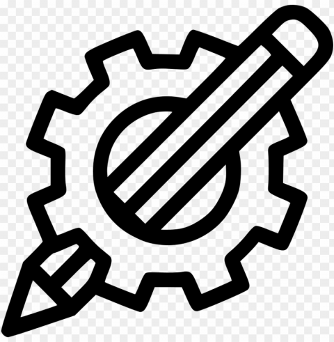 geometry setting gear design svg icon - pencil design icon Isolated Artwork on Transparent PNG