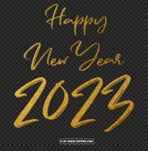 glitter gold happy new year 2023 free download PNG with clear background extensive compilation