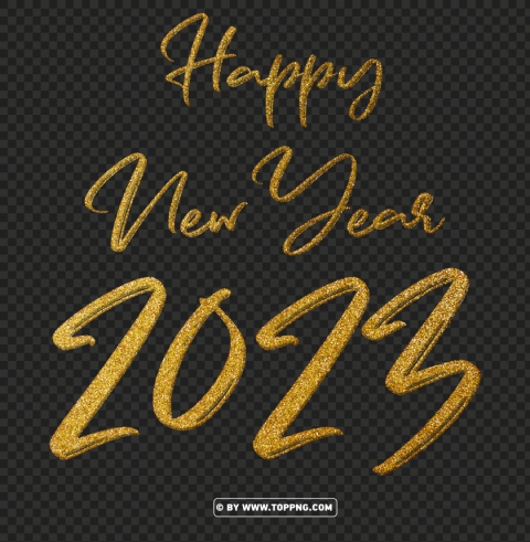 Glitter Gold Happy New Year 2023 Free Download PNG With Clear Background Extensive Compilation