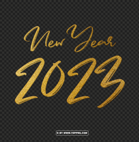 glitter gold new year 2023 PNG with clear overlay