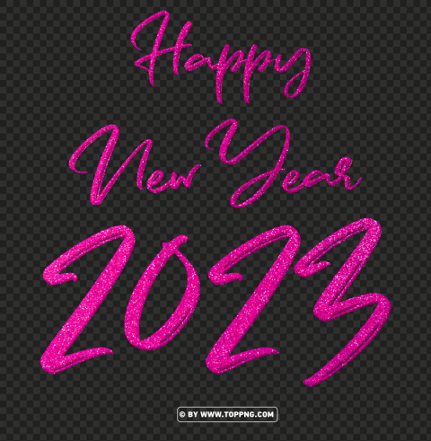 glitter rosa happy new year 2023 free download PNG with clear transparency