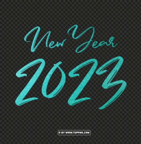 glitter turquoise new year 2023 free download PNG with isolated background