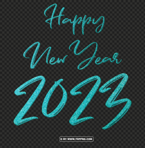 glitter turquoise happy new year 2023 free download PNG with Isolated Object