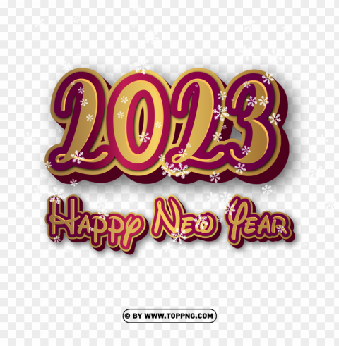 gold 2023 happy new year with snowflakes PNG images with no background assortment
