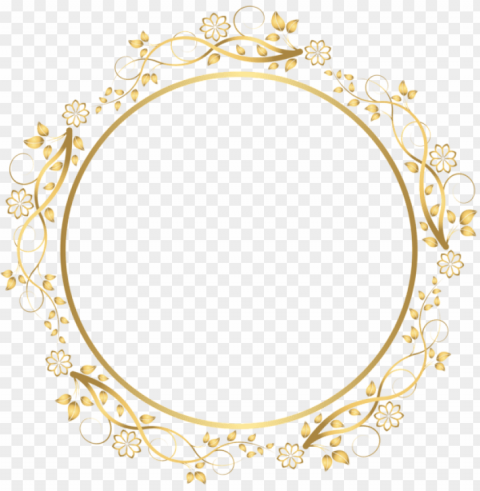 gold circle frame Isolated Artwork with Clear Background in PNG