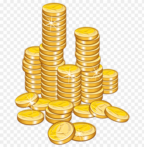 gold coins treasure Transparent Background Isolated PNG Art