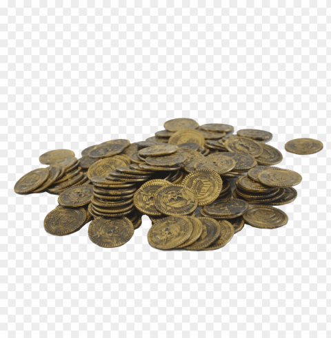 gold coins treasure Transparent Background Isolated PNG Design