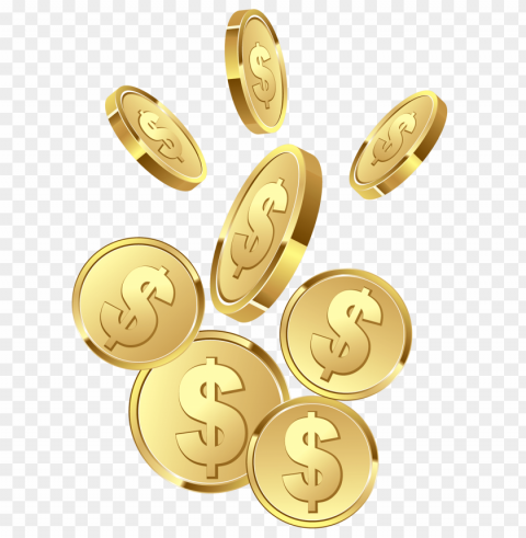 gold coins treasure Transparent Background PNG Object Isolation