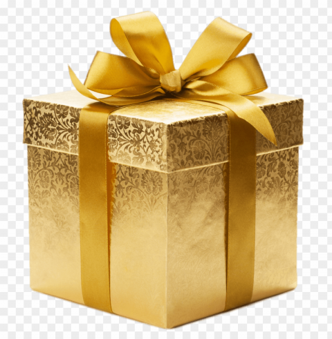 gold coloured gift box Clean Background Isolated PNG Icon