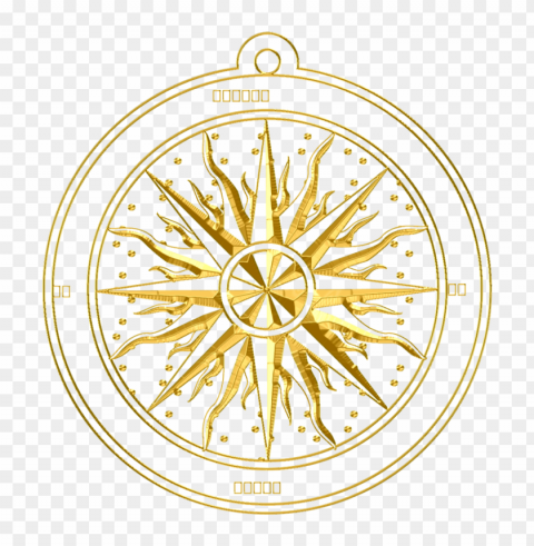 gold compass rose PNG Isolated Subject on Transparent Background
