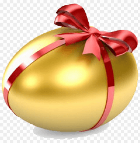 gold easter egg with ribbon HighQuality Transparent PNG Element