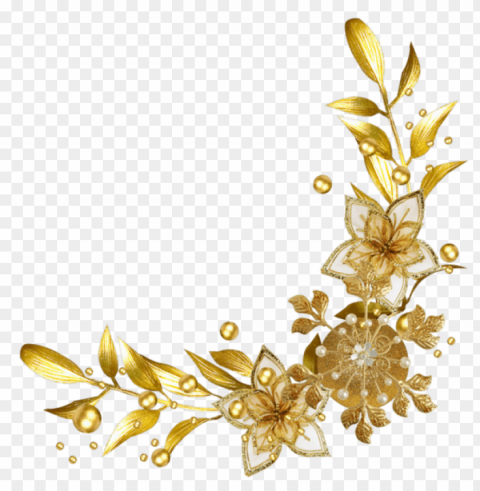 gold floral border PNG with no cost