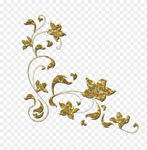 gold floral border PNG with no registration needed