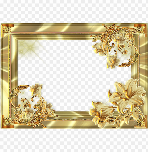gold floral border PNG with Transparency and Isolation