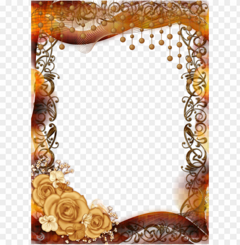 gold floral border PNG with transparent background for free