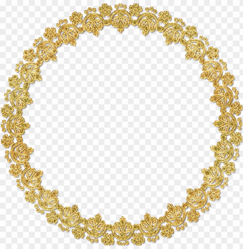 gold floral border PNG with transparent background free