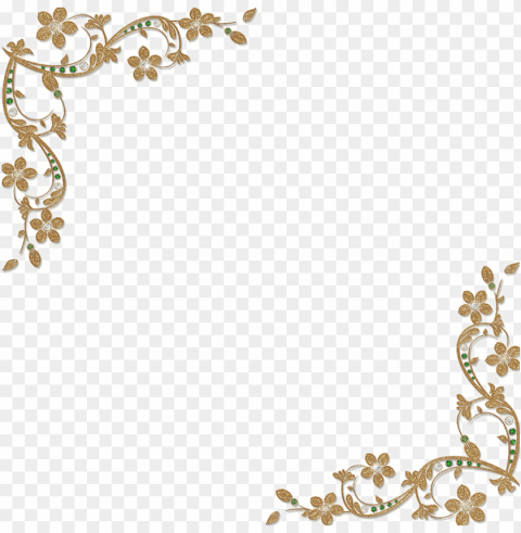 gold floral border PNG with transparent overlay