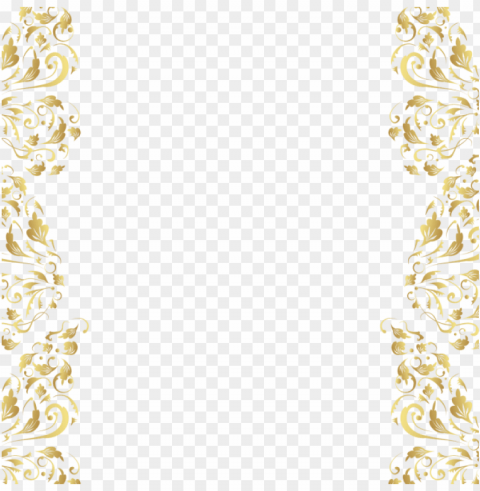 gold floral border PNG without background