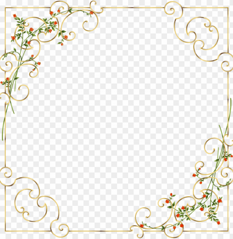 gold floral border Isolated Element in HighResolution Transparent PNG