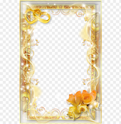 gold floral border Isolated Element in Transparent PNG