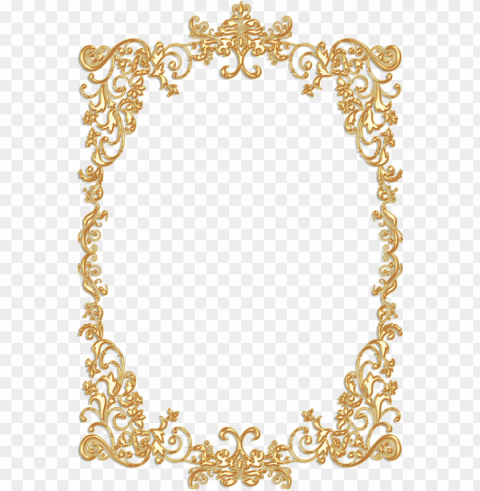 gold floral border Isolated Element with Transparent PNG Background