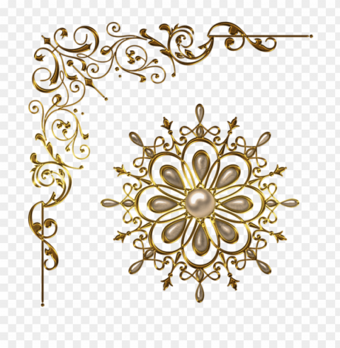 gold floral border Isolated Graphic on Clear PNG