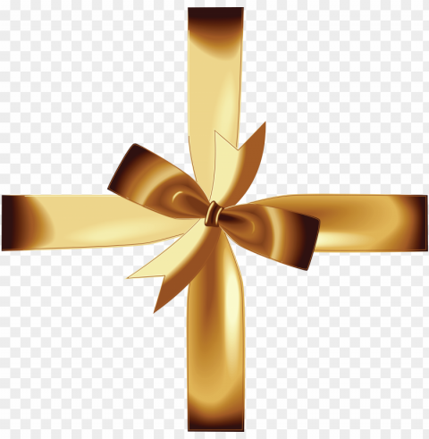 gold gift bow Transparent PNG Isolated Design Element