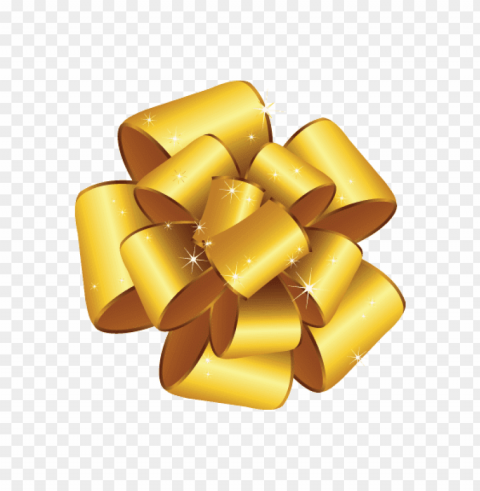 gold gift bow Transparent PNG Isolated Object with Detail
