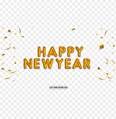 Gold Happy New Year With Confetti Hd PNG Images With Alpha Transparency Selection