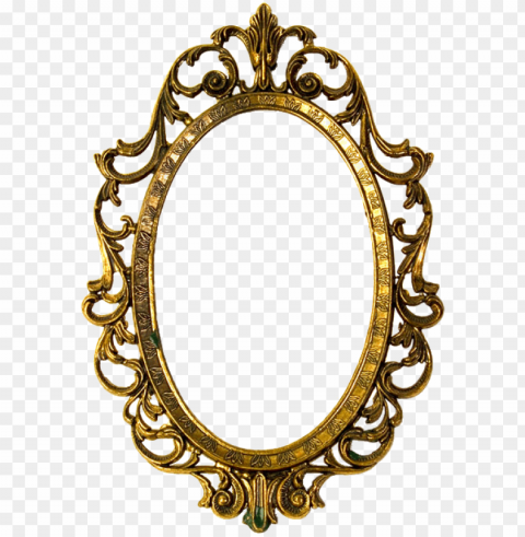 gold oval frame PNG with transparent bg