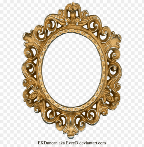 gold oval frame PNG without background
