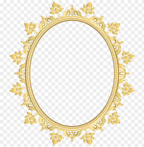gold oval frame Transparent Background PNG Isolated Element