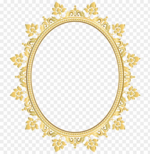 Gold Oval Frame Transparent Background PNG Isolated Element