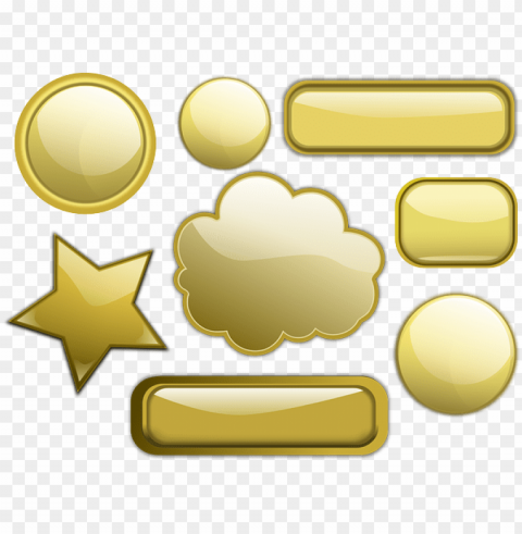 gold shiny button Clear Background PNG Isolated Subject