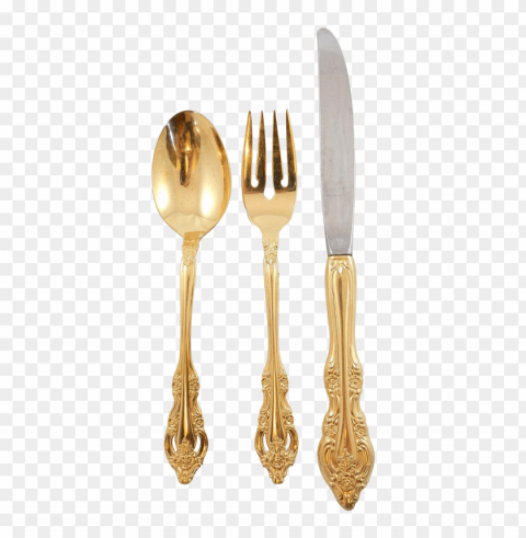 gold spoon and fork Free PNG images with transparent layers