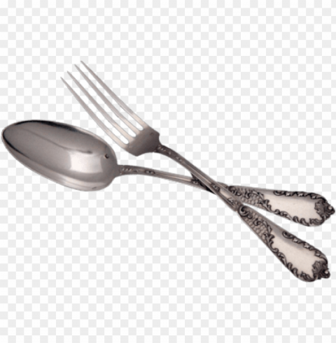 gold spoon and fork Transparent Background Isolation in PNG Format