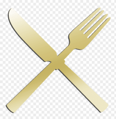 gold spoon and fork Transparent Background Isolation of PNG