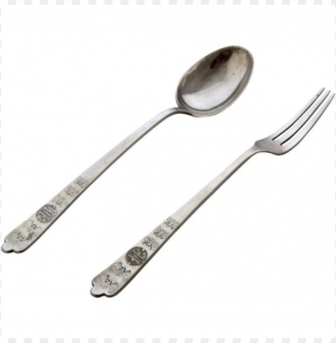 gold spoon and fork Transparent background PNG clipart