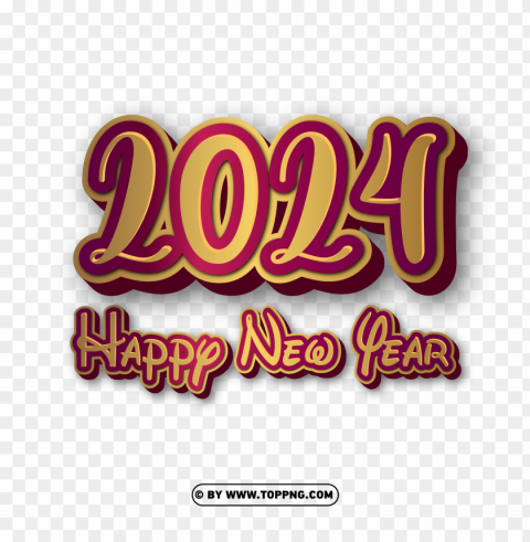 Golden 2024 Happy New Year Without Sparkling Stars PNG Images With No Background Needed