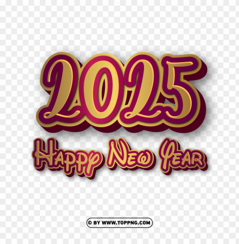 Golden 2025 Happy New Year Without Sparkling Stars PNG Images With No Fees