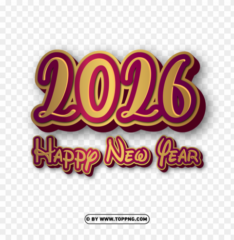 golden 2026 happy new year without sparkling stars PNG images with no limitations