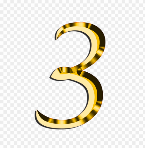 golden number 3 PNG files with no background free