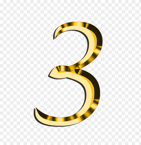 Golden Number 3 PNG Files With No Background Free