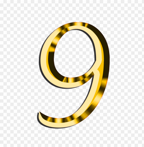 Golden Number 9 PNG Files With Transparent Canvas Collection