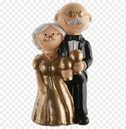 golden wedding figurines PNG files with clear background