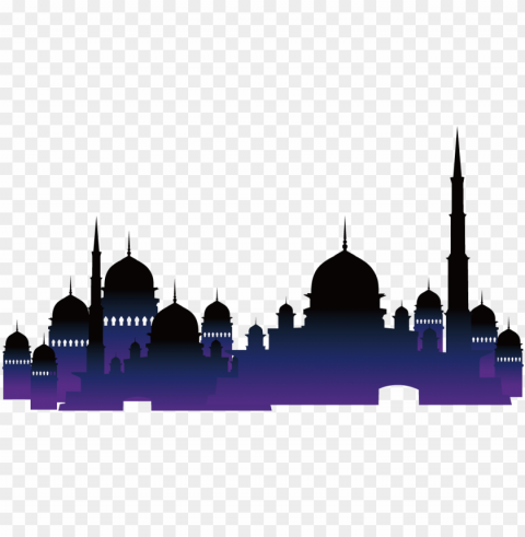 gradient purple black silhouette masjid mosque PNG images with transparent canvas