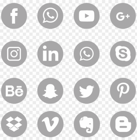 gray social media icons set logo symbol social media - grey social media icons PNG for educational use