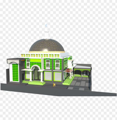 green 3d model arabic islamic mosque masjid PNG images with transparent elements pack